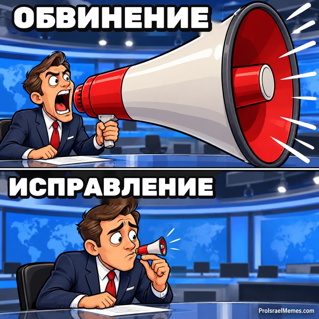 Два кадра показывают ведущего в костюме с огромным красно-белым мегафоном сверху и крошечным снизу.